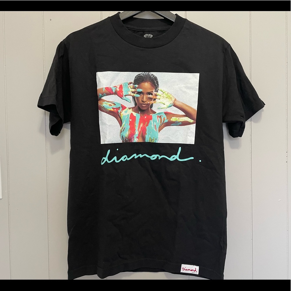 Diamond x Cassie Graphic T-Shirt Artist Black Short Sleeve Tee SZ S